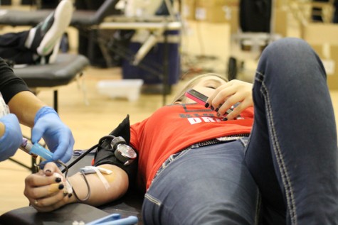 NPHS student donating blood.