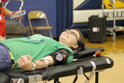 Sophomore Willow Kelley, donating to help save a life. 