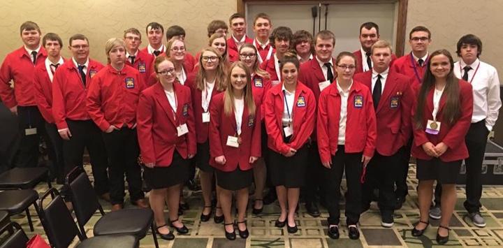 The North Platte High School SkillsUSA team smiles after the award ceremony.