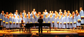 Mrs. Purdy directs the choir at contest.