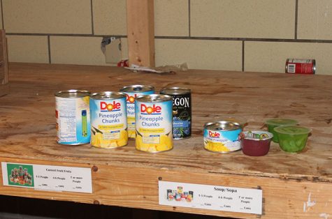 Another near empty shelf at the Salvation Army. “We run out of canned beans, fruit, soup, peanut butter, pasta, mac n’ cheese, and canned meat easily,” said Hoaglund.