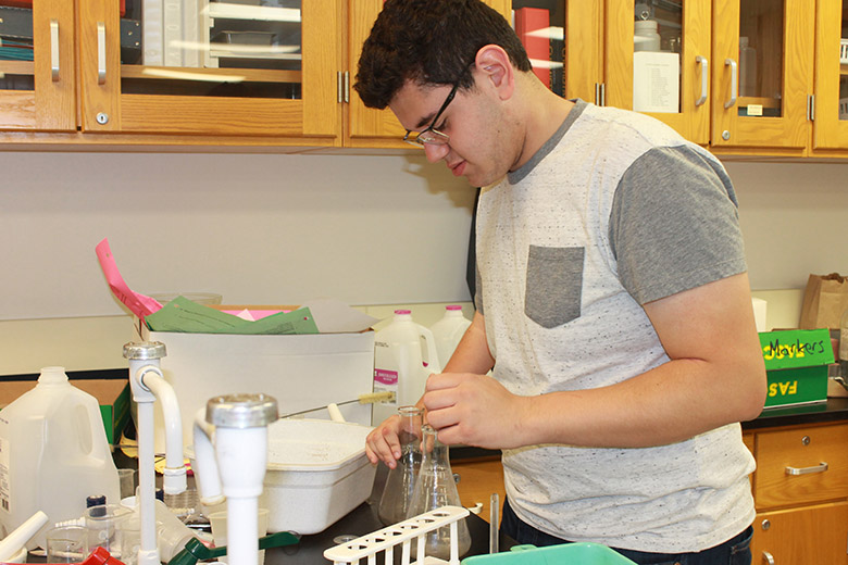 Josh working in the chemistry lab