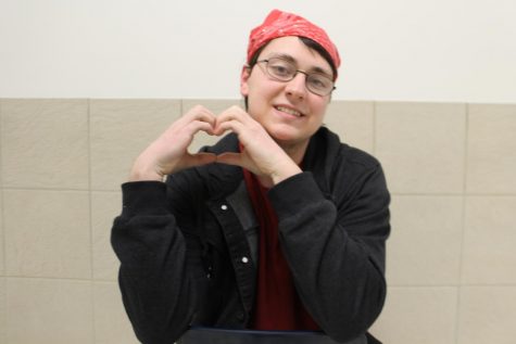 Jakob Fisher dressed for his love story article. It was around 8 p.m. and he was dressed like that the whole day.  I felt like a hipster all day so, I told people I joined a gang to make myself feel better, said Fisher
