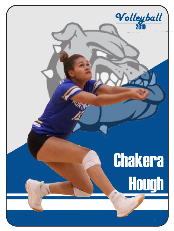 Senior Chakera Hough digs the ball in a home meet. Hough had a game-high 18 kills in 5 sets against Ogallala in September.