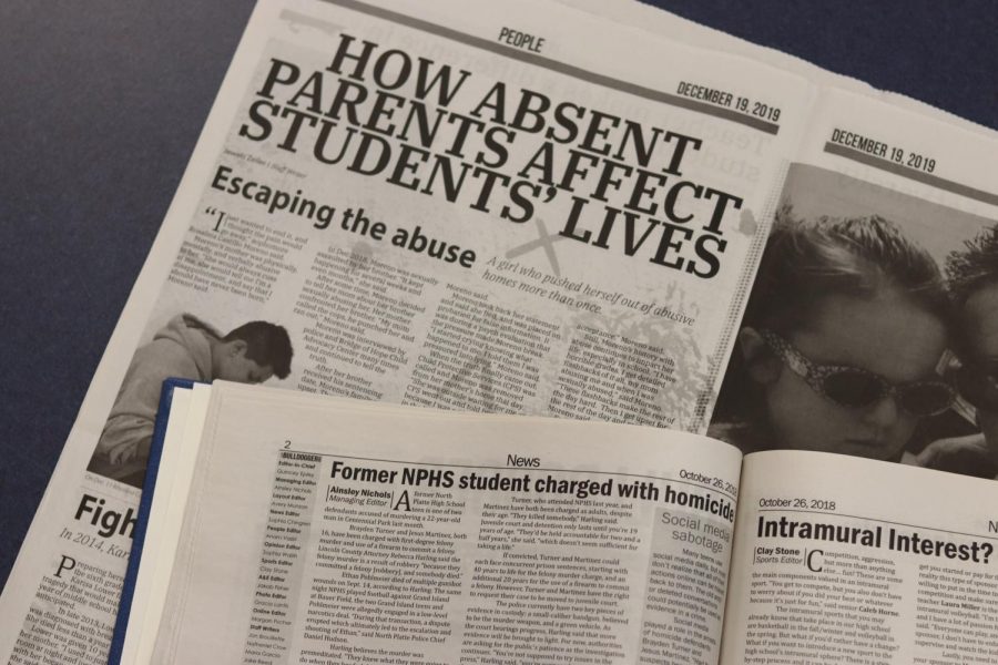 The two spotlight stories written about Rosalina Castillo Moreno and Brayden Turner. How Absent Parents Affect Students Lives was published in December of 2019 and Former NPHS student charged with homicide was published in October of 2018. Castillo Morenos story was about her experiences with absent parents, and Turners featured his brother, a former NPHS student, who was charged with first-degree felony murder and use of a firearm to commit a felony. 