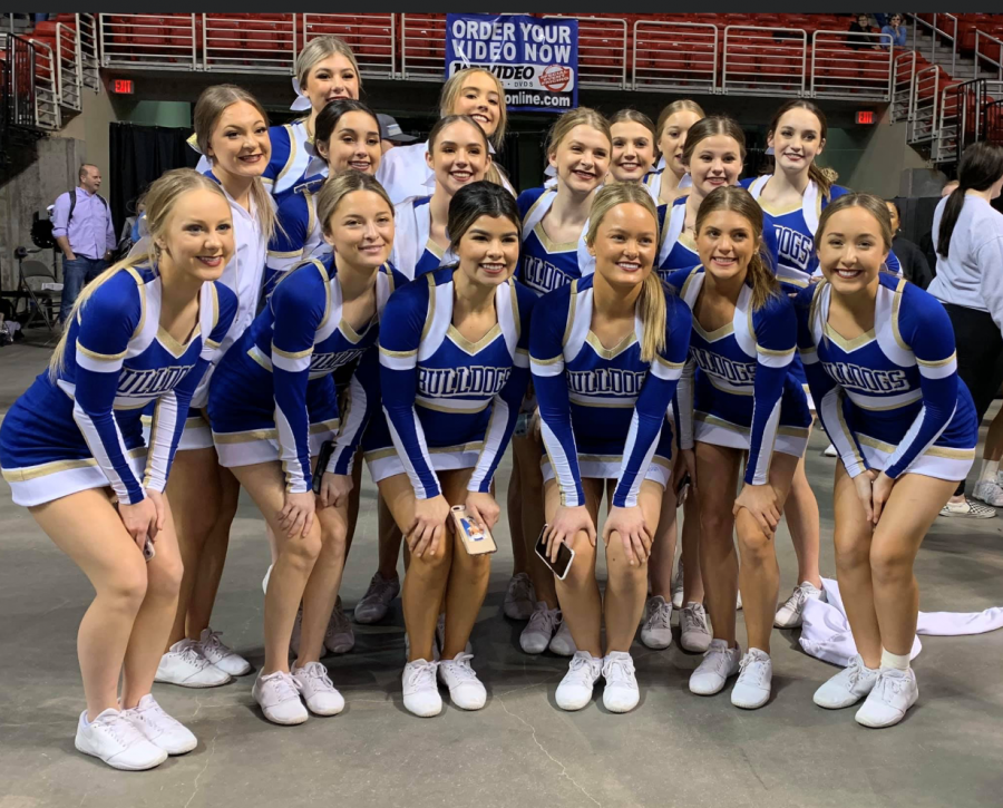 The NPHS cheer team poses for a picture at state cheer. Senior Cheer Captain Mia Dugan said, I think that the girls did their best and that’s all that matters. The team placed seventh in non tumbling and 13th in game day. 