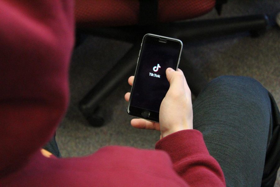 A student using Tik Tok. A popular social media app that students at NPHS have been using. 