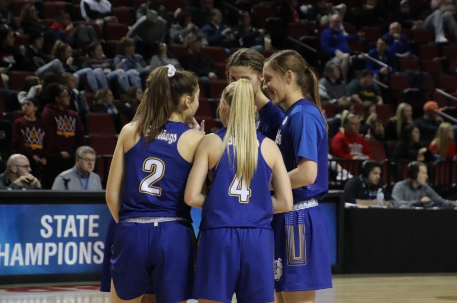 Some of our Lady Bulldogs came together on the court before the state game on Thursday. 