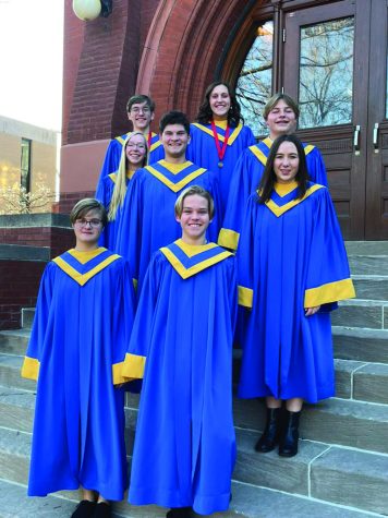 NPHS choir members represent at the All-State choir concert in Lincoln. Members included front from left, Rebekah Daily, Henry Cline, middle from left Breanna Lundgreen, Jacen Smith, Marisa Pfeifer, back from left Joshua San Miguel, Carly Purdy and Phinehas Wiezorek.