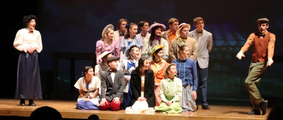 The+cast+for+Mary+Poppins+grouped+together+while+singing%0ASupercalifragilisticexpialidocious.