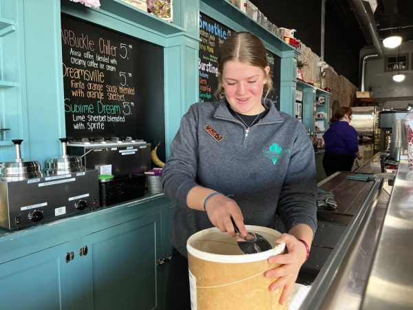 Zara Prieto works at Double Dips Ice Creamery, part of her Supervised Agricultural Experience (SAE).